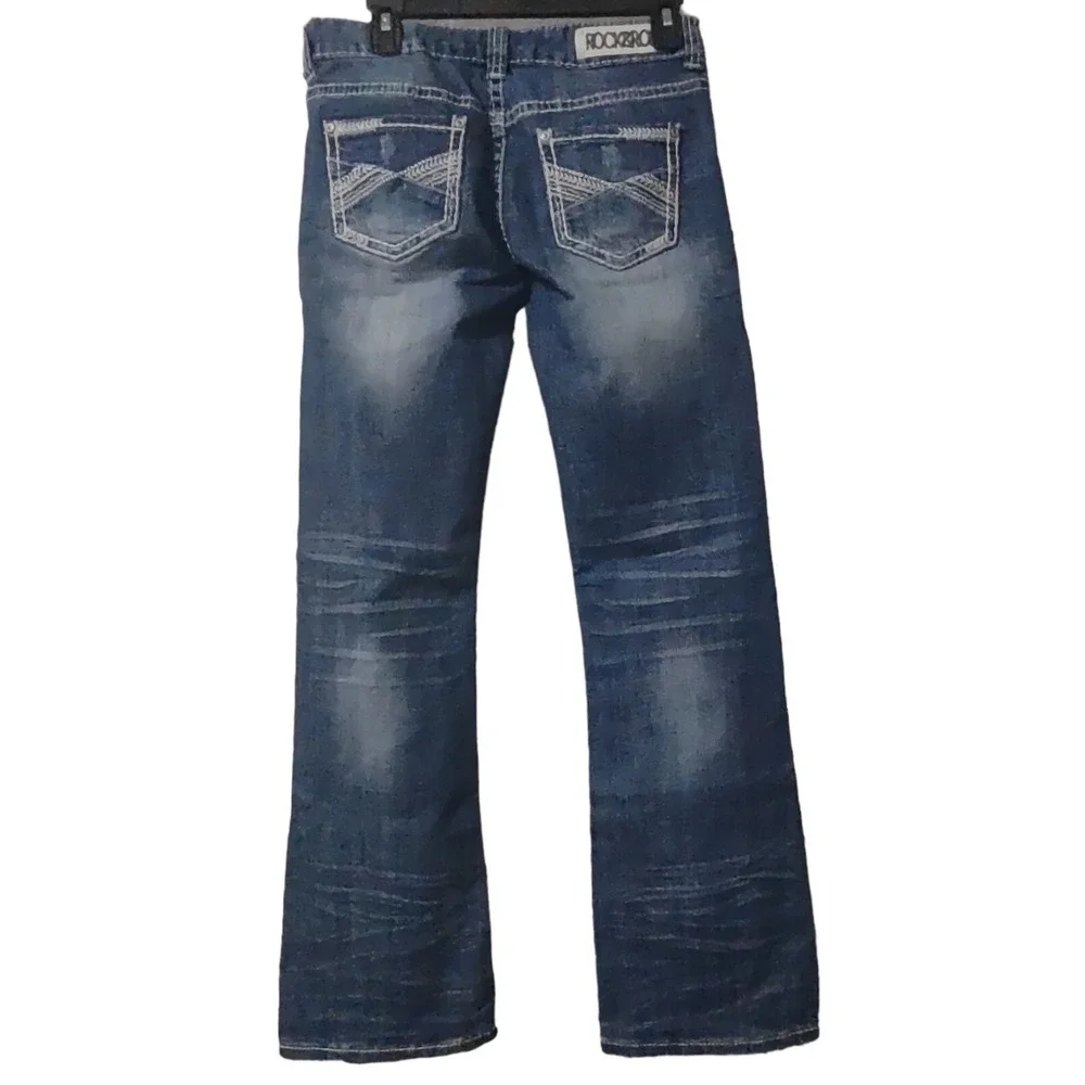 Bootcut Jeans Rock and‎ Roll Cowgirl 27x32 Western Y2K Cowgirl WD-5611 Denim Low